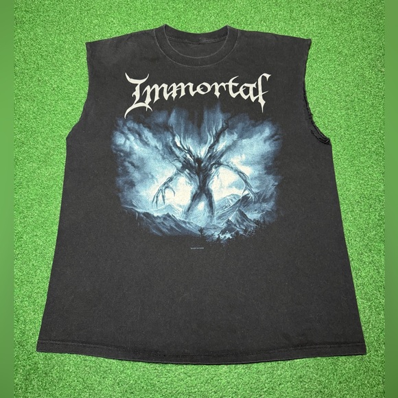 Vintage Immortal Norwegian Black Metal 90s Y2K Cutoff L Band Sleeveless T Shirt